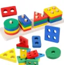 Wooden puzzle cubes in geometric shapes, Montessori